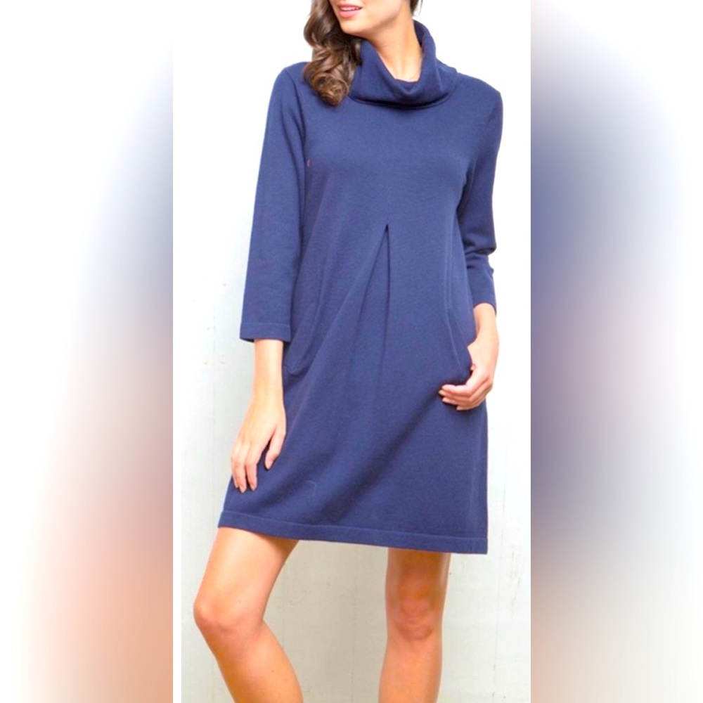 NWT Tyler Böe Kim Energy Blue Cowl Neck Dress XS Cashmere Cotton Nylon